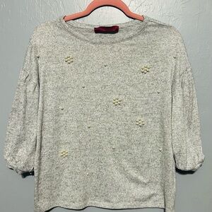 Scarlett Gray Cream Embellished Boxy Sweatshirt